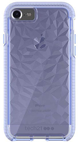 tech21 Evo Gem Drop Proof Protective Case for iPhone SE 2022 & iPhone 8 - Ultra Thin Clear Back, Anti-Scratch - Lilac - Bulk Packaging