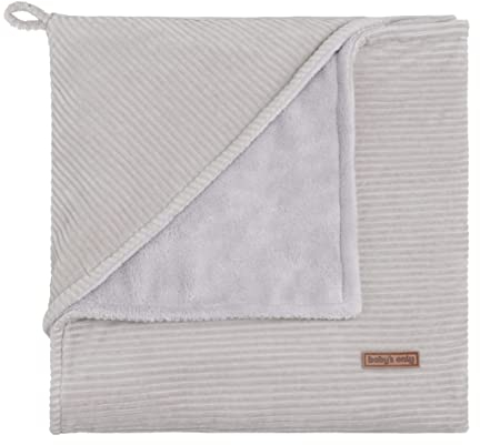 Baby's Only - Baby Kapuzendecke Sense - Einschlagdecke Babyschale - Maxi Cosi Decke - für 5-Punkt-Gurten Autositz - Wickeldecke - Mit Rib Corduroy - 75x75 cm - Kieselgrau