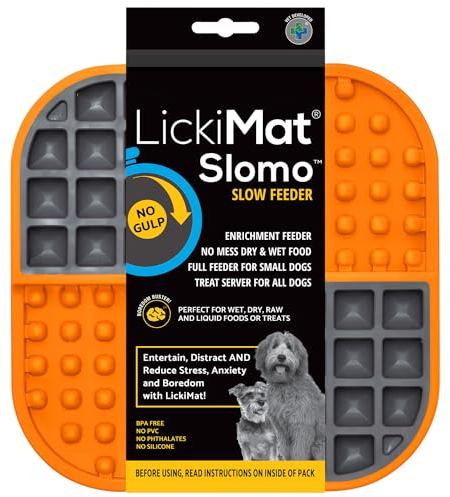 LickiMat Slomo - Tapete para lamer el aburrimiento y la ansiedad, perfecto para alimentos, golosinas, yogur o mantequilla de maní. Alternativa divertida a un cuenco para perros de alimentación lenta,
