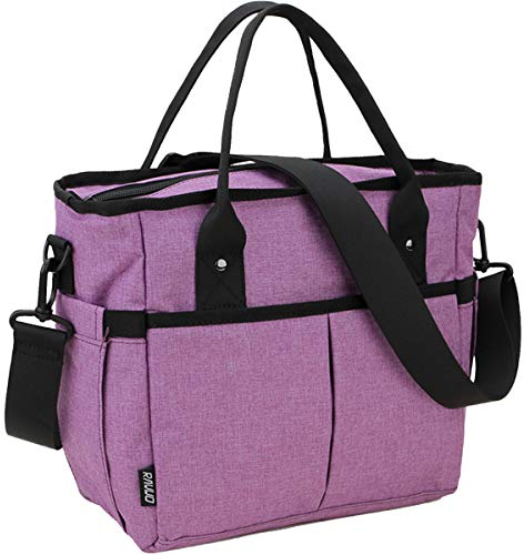 RAVUO Bolsa de Almuerzo Mujer, Resistente Al Agua Bolsa Térmica Comida Grande Bolsas de Alimentos Isotermicas Lonchera Aislada Organizador Adulto para Trabajo de Oficina/PicnicPúrpura