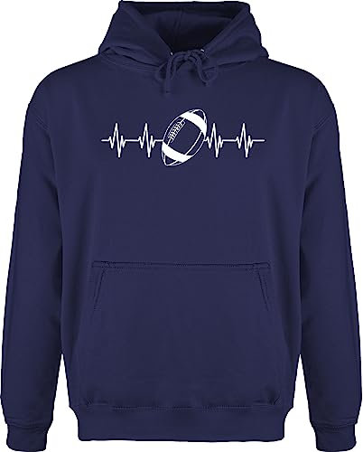 Shirtracer Hoodie Herren Pullover Männer - Football Herzschlag - weiß - 4XL - Navy Blau - Sport American Pulli Hoody