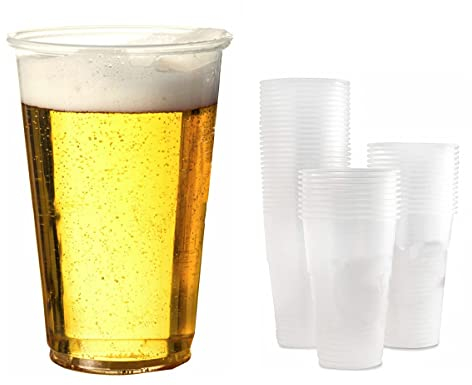 Earth and Wear Heavy Duty Half Pint Glass 300ml CE Marked - Strong and Sturdy Plastic Cups for Parties - Pack of 100