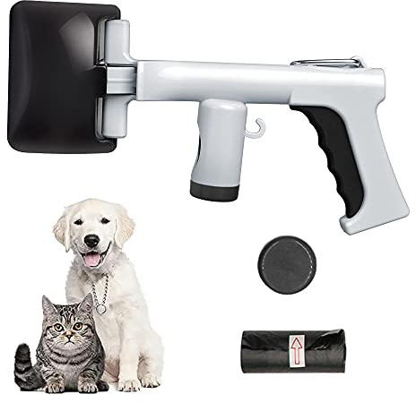 DINGC Pelle Ramasse Crotte pour Chien, Pince Ramasse Crotte avec Sac Ramasse Crotte Chat, Poubelle Portable Poop Scoop pour Chiens et Chats D'intérieur en Plein Air Dog Pooper Scooper (Noir)