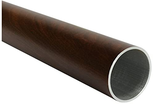 TIBU Aluminium Rundrohr Ø 43 x 2 mm Holz - Nussbaum Holzdekor Länge: 3500 mm / 350 cm / 3,5 m