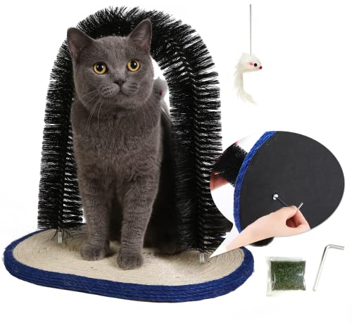 Pehum Katzenbogen zur Selbstpflege und Massagebürste für Hauskatzen, Kratzkissen, Katzenspielzeug (L: Bürstenhöhe: 40 cm)