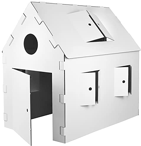 Auswahl Kinder Spielhaus Ritterburg Playhouse Spielburg Pappe Bastelkarton Haus Burg Papphaus Kartonhaus Papierhaus Karton Papier Kinderhaus zum Anmalen Kingpower, Modell:Spielhaus weiß