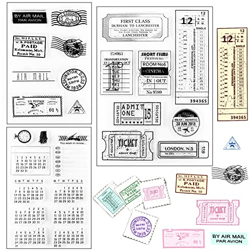 Silikonstempel Clear Stamps Vintage Set Stempel Silikon Calendar Travel Months Planner Silicone Stamps für DIY Bullet Journal Scrapbooking Fotoalbum Stempelset Decor 3 Blätter