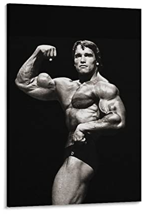 NANXIANG Arnold Schwarzenegger American Bodybuilder Schwarz-Weiß-Stil, Bilddruck, Wandkunst, Poster, Malerei, Leinwand, Poster, Kunstwerke, Raumästhetik, 61 x 91,4 cm