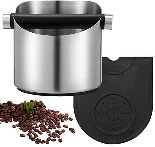 Alipis Coffee Knock Box: Stainless Steel Coffee Grounds Knock Box with Non-Slip Base - Large Capacity Espresso Dump Bin - Coffee Machine Accessories for Home Kitchen