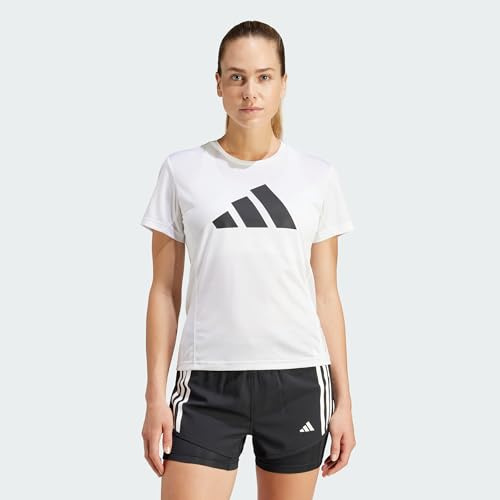 adidas Women's Run It Stripes Tee, White, XS