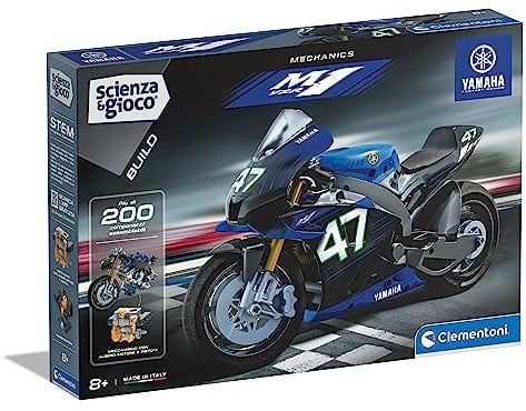Clementoni - 19294 - Scienza E Gioco Build - Yamaha M1, Modellino Moto in Miniatura, Set Laboratorio Meccanica, Moto da Costruire per Bambini dagli 8 Anni (Gioco in Italiano), Made in Italy