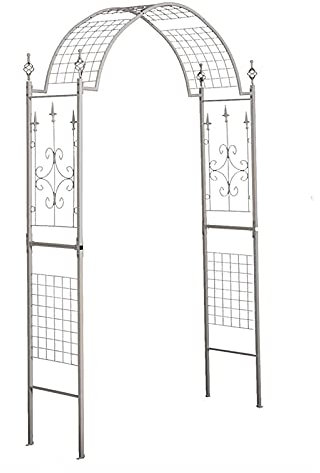 Gothic Style Garden Arch, Heavy Duty Strong Garden Arbor Arch Steel Frame, For Climbing Roses And Plants Arbor Flower Stand, 1.2X2.4X0.4M, Creamy-White (140x240cm)
