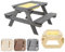 MODO24 Picknicktisch Mit Bank Kindersitzgarnitur Kindertisch Gartentisch Holz Set SPD mit Sandkaste Matschküche Farben (HxBxT: 52x100x80 cm) (Grau)