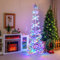 COSTWAY 210CM Árbol de Navidad en Espiral, Árbol de Navidad Preiluminado con 341 Luces LED, Árbol Artificial Plegable, Cambio de Color, Navidad Decoración (Multicolor - Árbol Espiral)