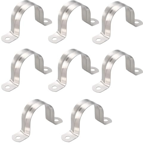 TA-VIGOR 8Pcs 35mm(1.4) Rigid Pipe Strap, 2 Holes 304 Stainless Steel U Bracket Pipe Clips Tension Tube Clip Clamp for Pipe Fixing