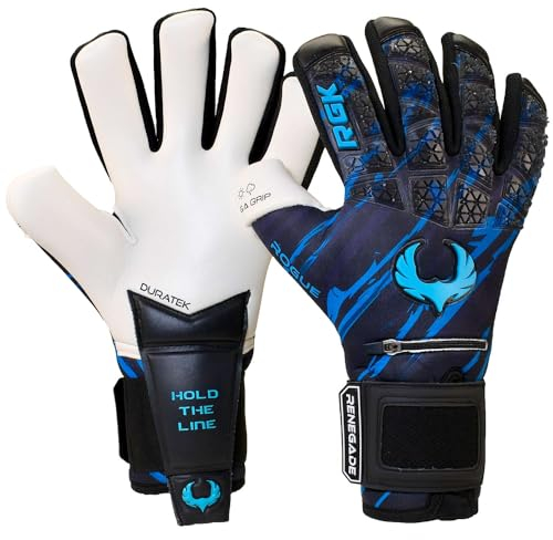Renegade GK Limitierte Auflage Rogue Maelstrom Torwarthandschuhe Mit Pro Finger Schutz | 4mm Giga Grip & Neoprene | Blau Fußball Torwart Handschuhe (Größe 7, Jugend, Negative Cut, Level 4+)