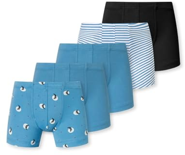 Schiesser Jungen 5 Pack Boxershort Unterhosen-95/5 Organic Bio Baumwolle-Größe 92 bis 140 Unterwäsche, Sortiert 1_181847, 104