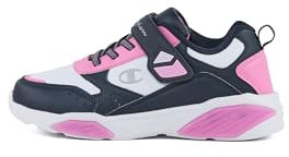 Champion Wave PU G PS Low, Sneakers Bambina, Bianco/Blu Marino/Rosa (WW012), 28 EU