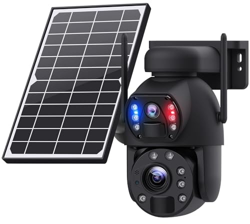 LIFEMOI Überwachungskamera für Zuhause, 6 MP 2K FHD, 20-facher Zoom, Dual-Linse, Bewegungserkennung, Nachtsicht, Zwei-Wege-Sprechen, SD-Cloud-Speicher, kabellos, WiFi 2,4 GHz, 6 W, solarbetrieben,