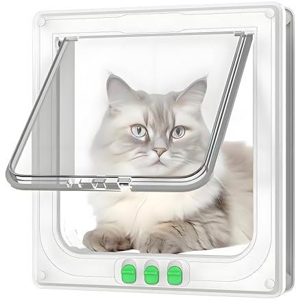 AGSYFFD Cat Flap, Pet Door, Secure Cat Door with 3-Way Lock, Two-Way Entry and Exit, Mounts to Windows, Doors and Walls, Weatherproof and Easy to Install