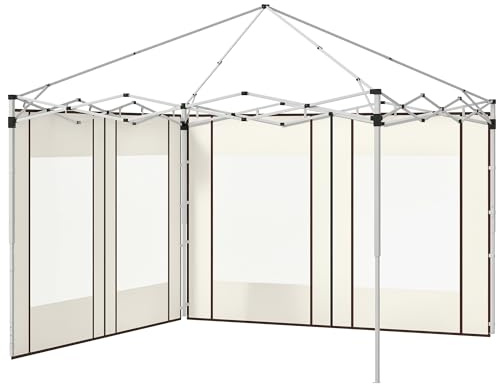 Outsunny Seitenteile für Pavillon, mit Türen und Fenstern mit Reißverschluss, für Pop-up-Pavillons von 3 x 3 m oder 3 x 6 m, 2 Ersatz-Seitenwände, Weiß