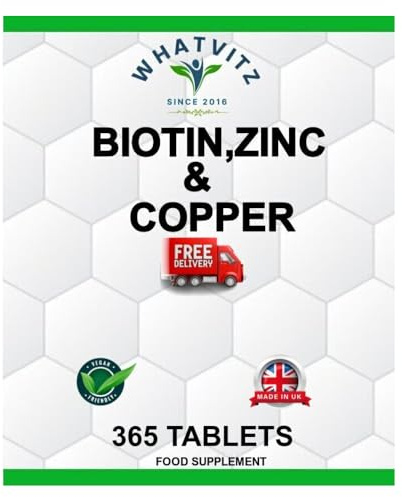Biotin, Zinc & Copper 365 Tablets | Healthy Hair Growth Skin & Nails Supplement