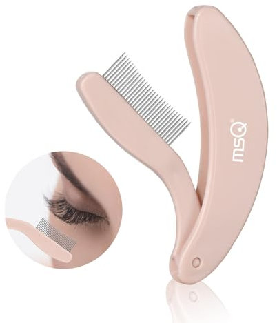 MSQ Folding Eyelash Comb Eyelash Separator Arc Designed Cosmetic Brushes Tool Eyebrow Grooming Brush (Nude)