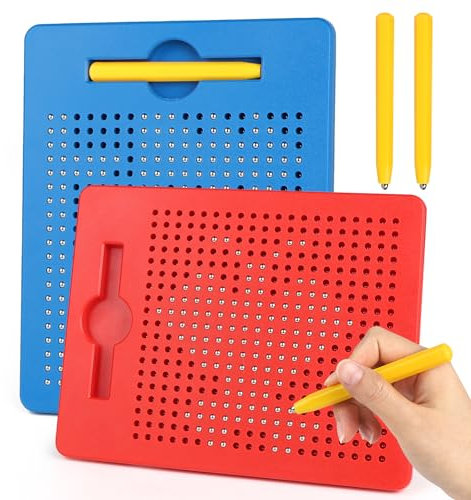 DBREAKS 2 Pièces Magnétique Tablette Enfant, Planche à Dessin Magnétique Tablette, Magnétique Jouet Educatif avec Stylo, Tableau Magnétique Planche à Dessin en Plastique(Rouge/Bleu)