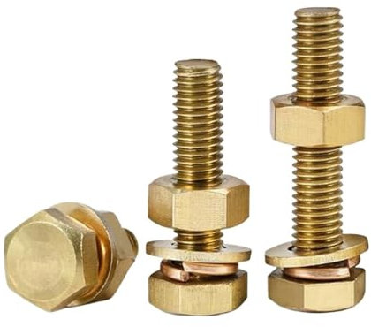 Idomin Brass Outer Hexagon Screw Nut Complete Brass Outer Hexagon Bolt Set M3 M4 M5 M6 M8 M10 M12(25mm,M8 (1 sets))