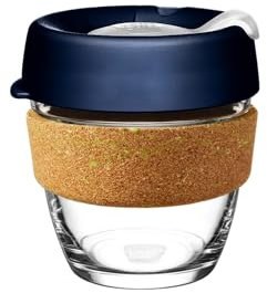 KeepCup Ace Range - Reusable Coffee Cup Tempered Glass and Recovered Tennis Ball Cork Band, Small 8oz/227ml - Rally