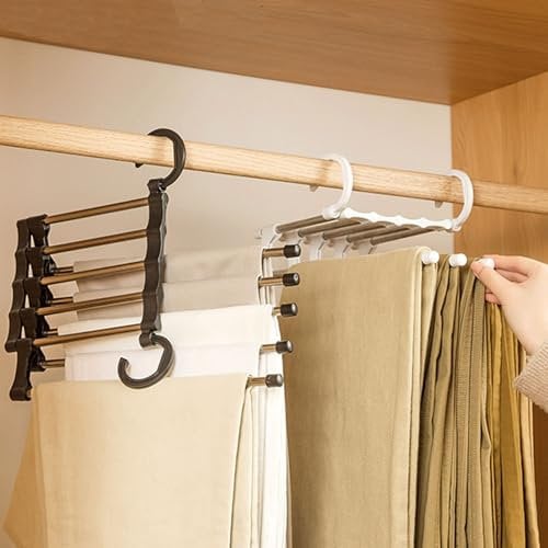 Hosenbügel, Platzsparend Kleiderbügel Hosen, kleiderbügel platzsparend, Dehnbar rutschfeste Magische Hosenbügel für Hosen, Jeans, Schals, Gamaschen (2)