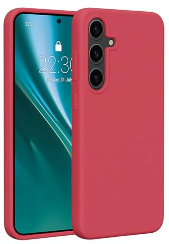 Etteri Coque pour Samsung Galaxy S24 Silicone Case Framboise Mat 6,2 – Compatible avec Accessoires Magnétiques – Coque Silicone Résistante aux Rayures Chocs Salissures – Protection pour Smartphone