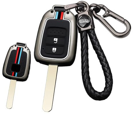 ontto Coque de clé de voiture pour Honda Accord Civic CRV Jazz HR-V Fit Vezel 2013 2014 2015 2016 - Avec porte-clés - Accessoire de voiture - 2 boutons - Noir