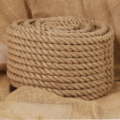 Gecheer Corde de Jute 25 m de Long 20 mm d'épaisseur pour Utilisation Générale Autour de Maison, Jardin et l'atelier