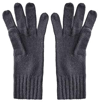 CLASSE77 - Damenhandschuhe aus Angora-Wollmischung, rasiert mit gerippten Bündchen 2 x 2 - Handarbeit - Made in Italy, Schwarz , Einheitsgröße
