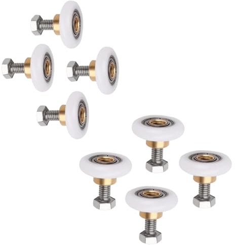 Pack 8 Uds. Rodamientos de Mampara de Ducha. Ruedas con Diámetro 20 mm y Tornillos M6 Incluidos. Incompatible con soportes, instalación directo al vidrio.