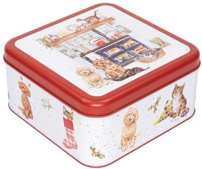 Wrendale Designs Country Kitchen' Weihnachtsdose mit Hund und Katze, quadratisch