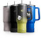 IceDrop® XXL Thermo Cup 1.2L für 12 Stunden kalte oder heiße Getränke I 100% auslaufsicherer Thermobecher mit Strohalm I robuste Trinkflasche mit Strohhalm und Griff I Tumbler Cup - Grau Neon