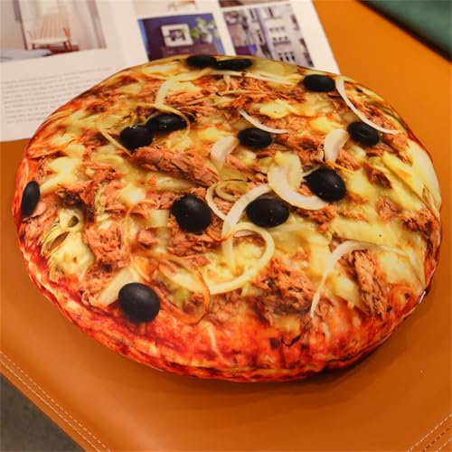 Vyloky Realistisches Pizza-Kissen (35cm/55cm) – Witziges Geschenk, farbecht & kuschelweich – Perfekt für Sofa & Büro (Mediterrane Gemüse-Pizza,35cm)