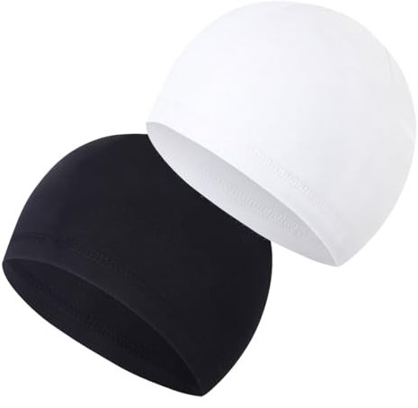 COYUN 2 Stücke Herren Schädelkappen, mütze herren, Fahrradkappe, schlafmütze, Mütze Schlafmützen Dehnbar Helmfutter Multifunktionale Kopfbedeckung für Herren Damen(Schwarz, Weiß)