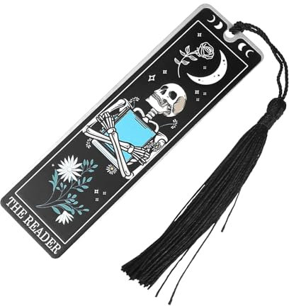 lasuroa Lesezeichen Skelett aus Metall, mit Quaste, Gothic Lesezeichen Horror für Buchliebhaber Geschenk Lustig Einzigartig Buchlesezubehör für Frauen Männer zu Weihnachten Halloween Geburtstag