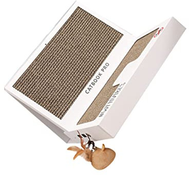 BESTonZON Kreatives Katzenkratzspielzeug in Laptop Form Faltbares Kratzbrett mit Tease Stick für Katzen Interaktives und Langlebiges Katzen Laptop Spielzeug für Zuhause