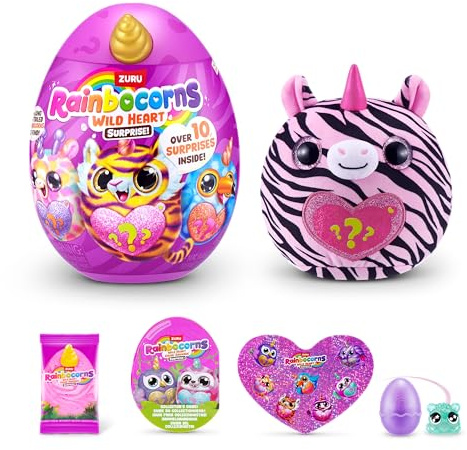 Rainbocorns Wild Heart Surprise (Zebra) by ZURU – Collectible Plush Toy with Surprises, Mystery Egg for Girls & Boys Ages 3+