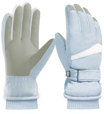 Feelorna Damen Winter Ski Handschuhe, Winddicht Thermische Touchscreen Handschuhe wasserdichte Surface&Fleece gefütterte Winter Warme Handschuhe für Skifahren Radfahren Outdoor Sport (Blau)