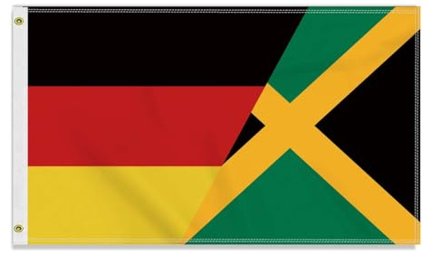 Große 90×150 CM Jamaika Deutschland Flagge, großes 150D Deutsch Jamaikanische Freundschafts banner,Strapazierfähige Deutschlandfahne Doube-Seitendruck Dekor Messingösen large Jamaica