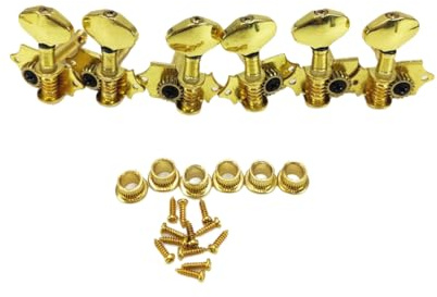 Flaroey Acoustic Guitar String Tuning Pegs Kit with Ferrule Universal Tuners Open Tuning Standard Accessories Gold