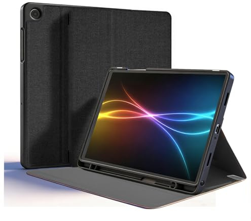 TECHGEAR Smart Case for Samsung Galaxy Tab A11 Plus / A11+ & Tab A9 Plus / A9+ 11 (SM-X230 / X236 / X210 / X215 / X215), PU Leather Folio Stand Cover with Stylus Holder, Auto Wake Sleep - Black