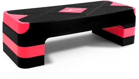 Stepper, Aerobic Steppbrett, Höhenverstellbar Step Fitness, Stepper für Zuhause mit 3 Stufen 10/15/20 cm, Stepp Board Höhenverstellbar, Sport, Home Gym (Rosa)