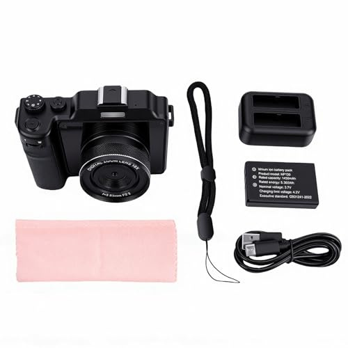 Camnoon Fotocamera Digitale WiFi 8K, Fotocamera Doppio Obiettivo da 100 MP con Zoom 18X, Schermo da 3 Pollici, Stabilizzazione Elettronica a 6 Assi con Flash, Scheda di Memoria e Due (64 GB)