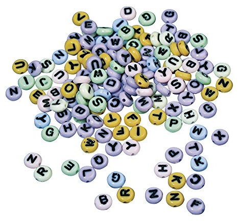 Rayher 1610049 Plastik-Buchstaben-Perlen rund, 8 mm, Blisterkarte 40g,